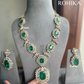 Aashka doublet stone necklace set - dark Green