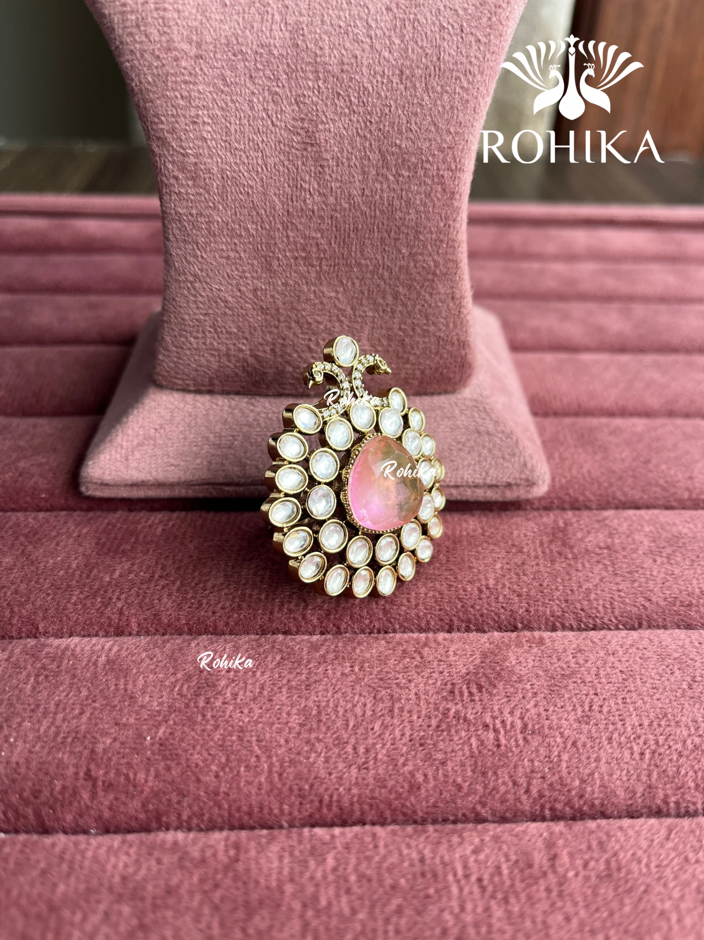 Angana polki kundan ring  (SG-028) - Pink