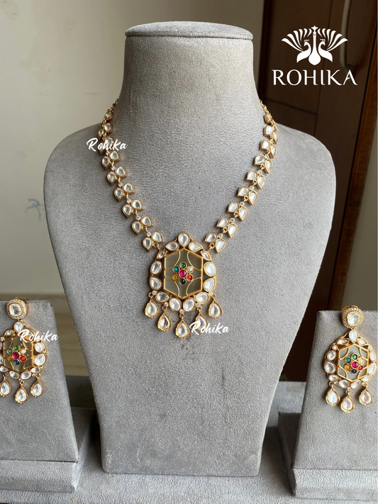 Deva polki kundan necklace set  - Multi