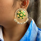 Khushi kundan studs - Yellow and green