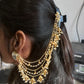 Piya polki kundan earrings with earchains- Golden