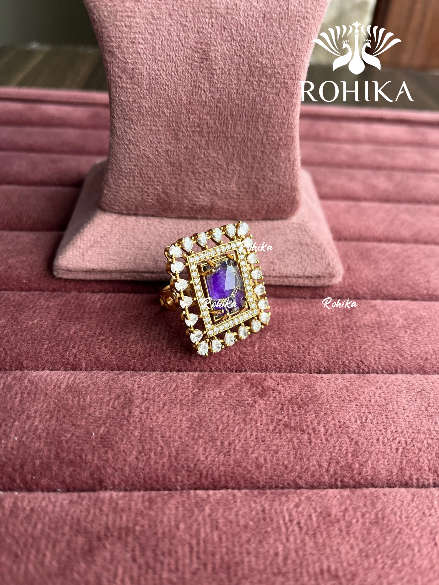 Angana polki kundan ring (SG-126) - Purple