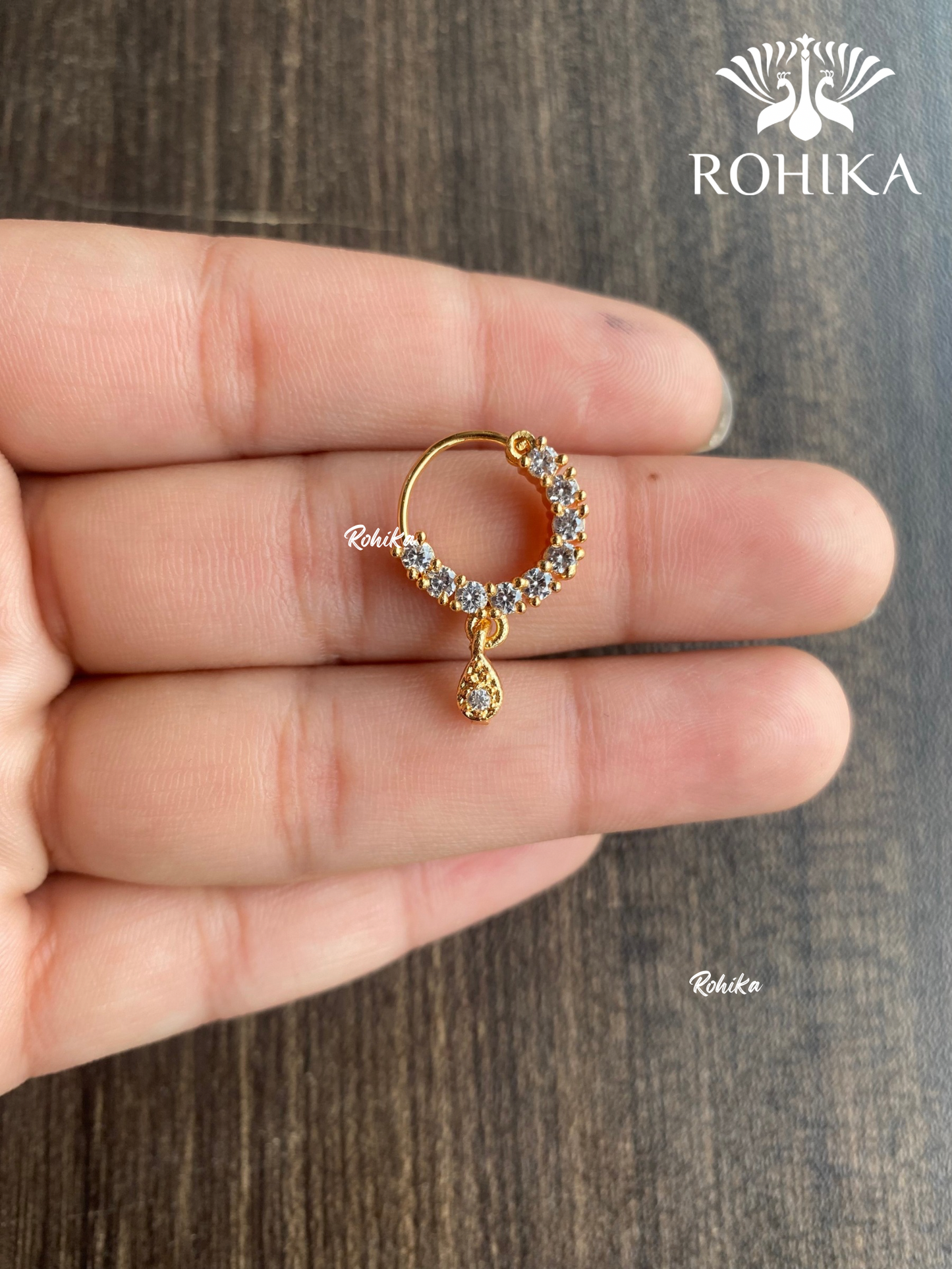 Riya AD stone Nath (058) - Golden
