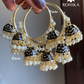 Neena meenakari jhumki bali earrings - Black