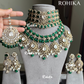 Mahua designer polki kundan bridal combo - Green