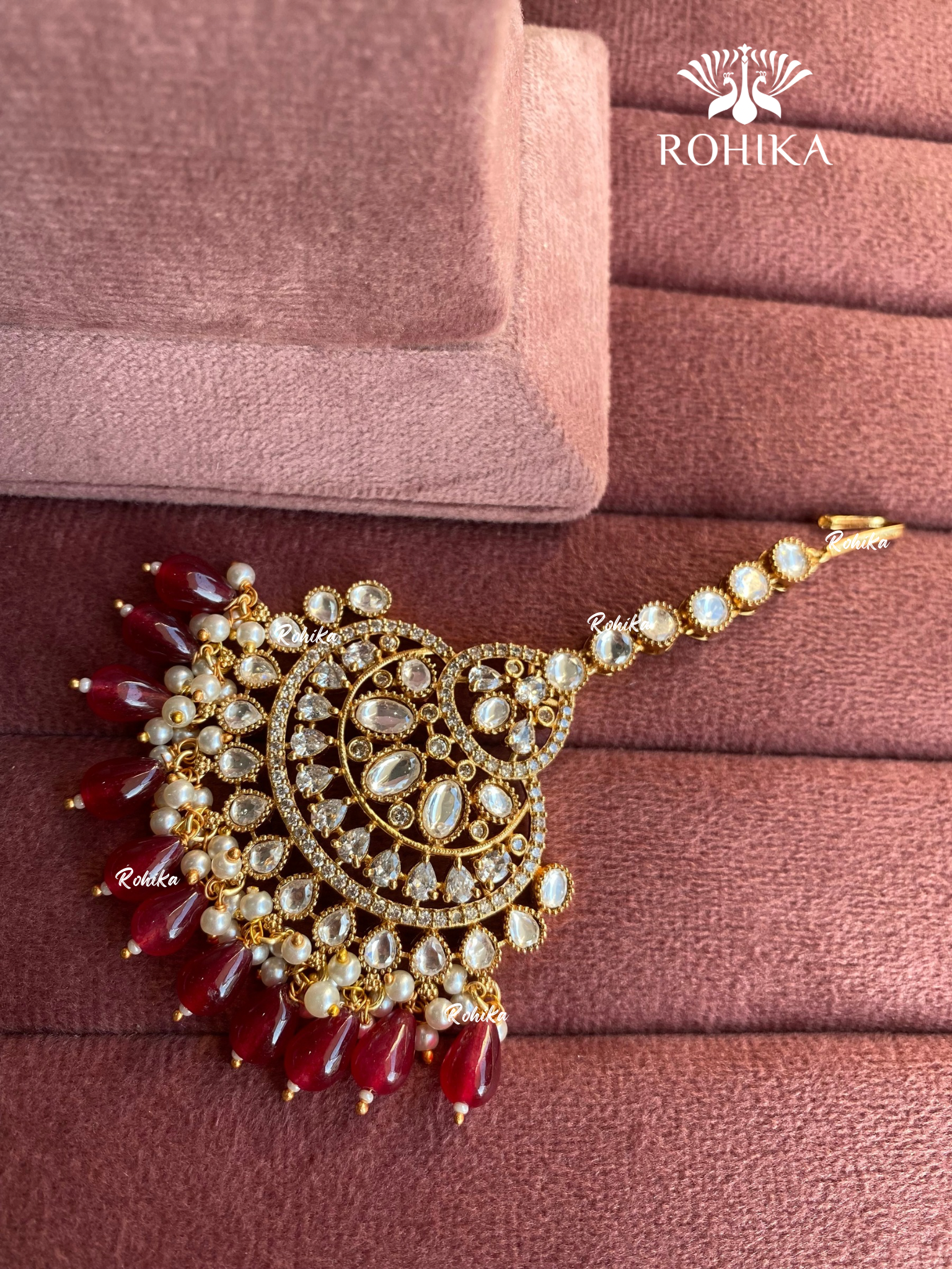 Polki kundan maangtikka (PLKM-050) - Red