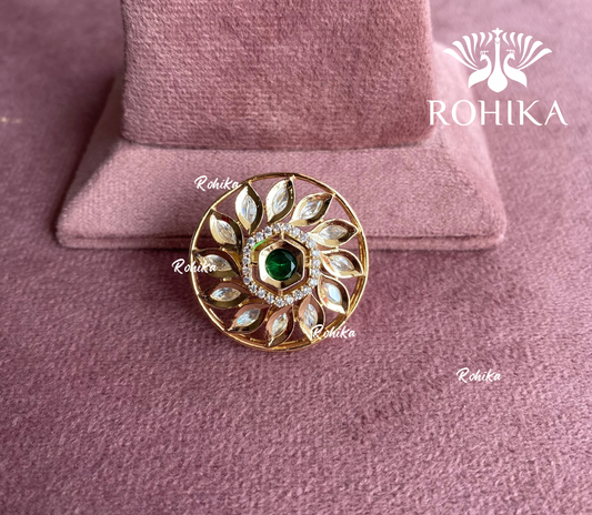 Angana polki kundan ring  (SG-030) - Green