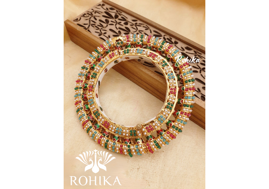 Navya jadau bangles (Single) -Multi colour