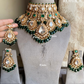 Indrani moisanite bridal necklace set - Dark Green