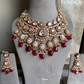 Aarushi bikaneri kundan bridal necklace set - Red