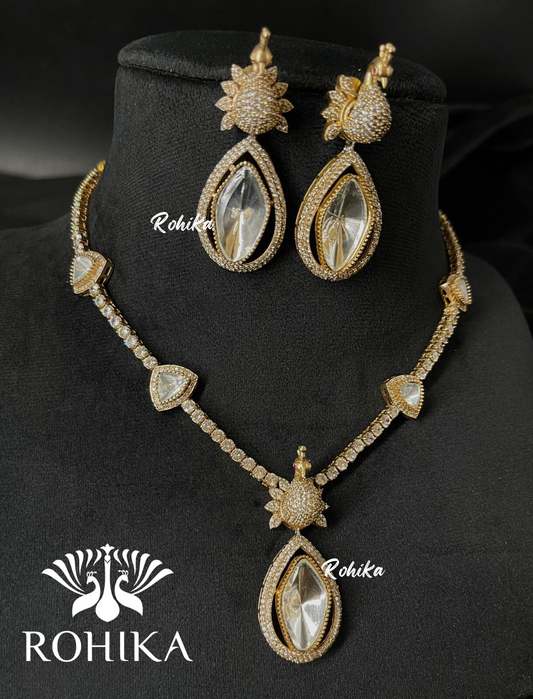 Kiara polki kundan necklace set - Golden polish