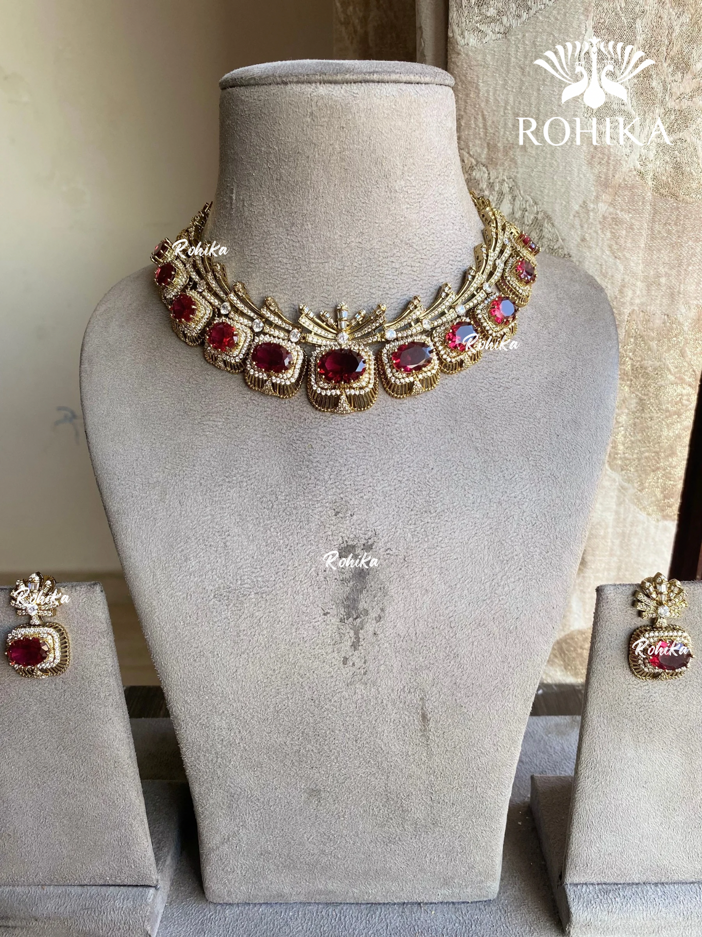 Taal Polki kundan Necklace Set - Red