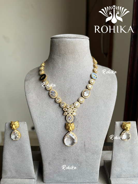 Saabya inspired fusion necklace set (SS014)- White