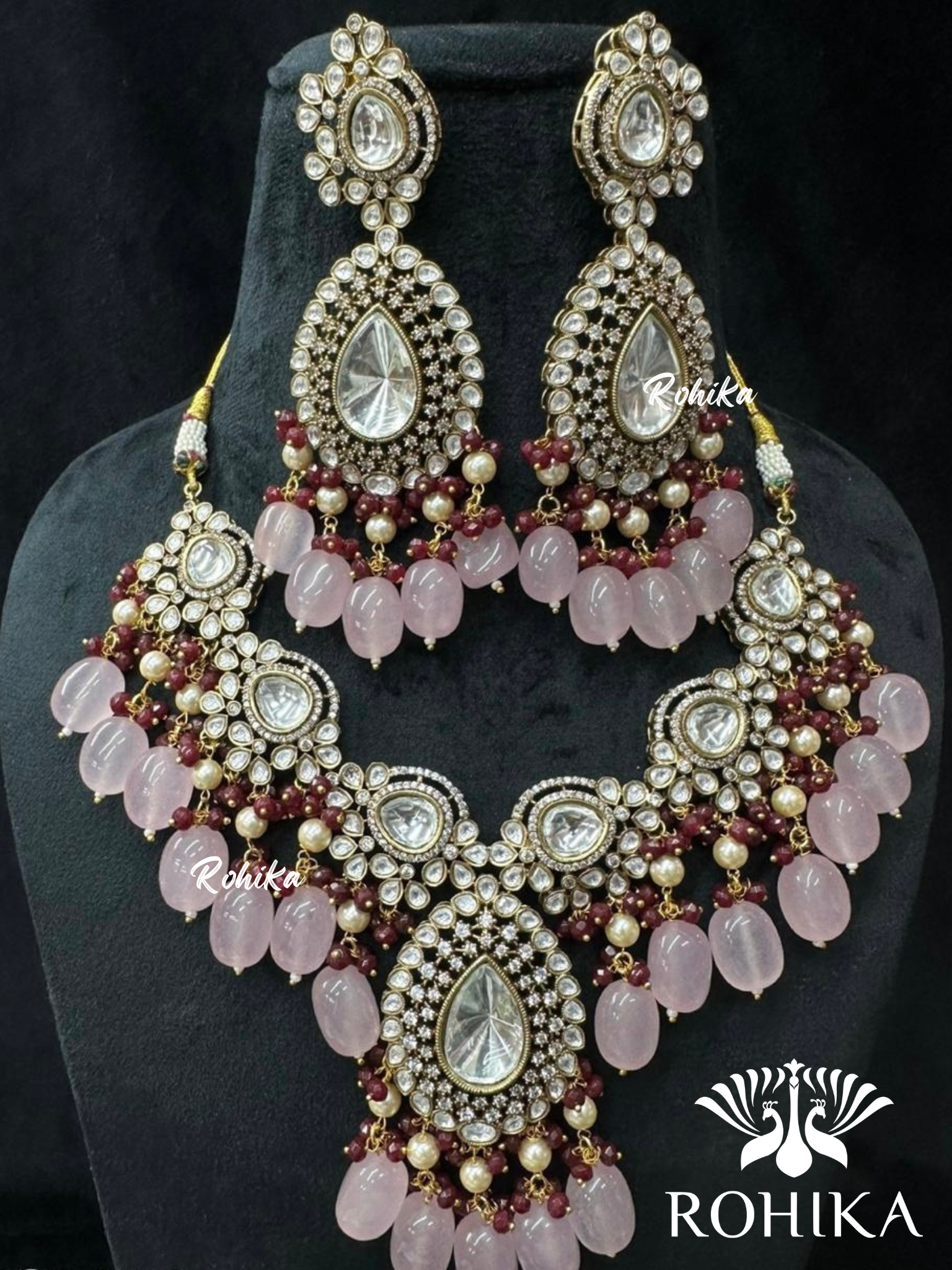 Paridhi polki kundan choker set - Pink