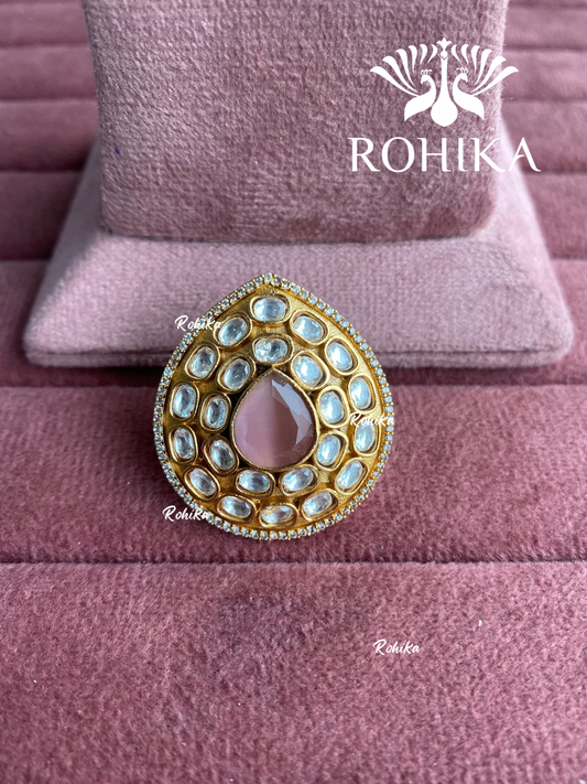 Angana polki kundan ring (SG-130) - Pink