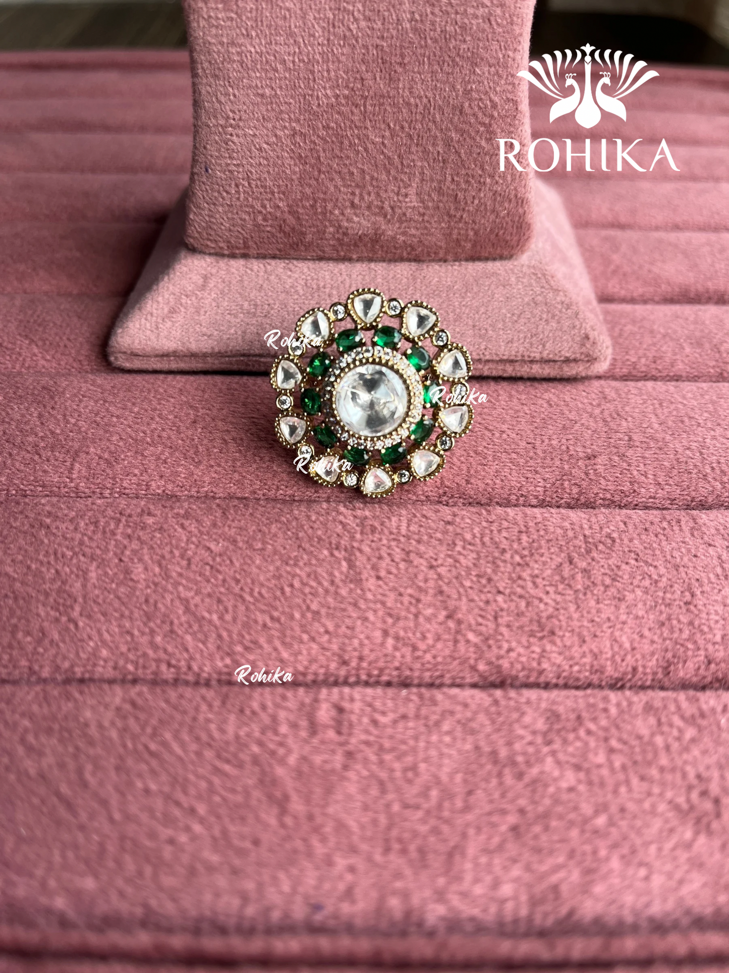 Angana polki kundan ring (SG-100) - Green