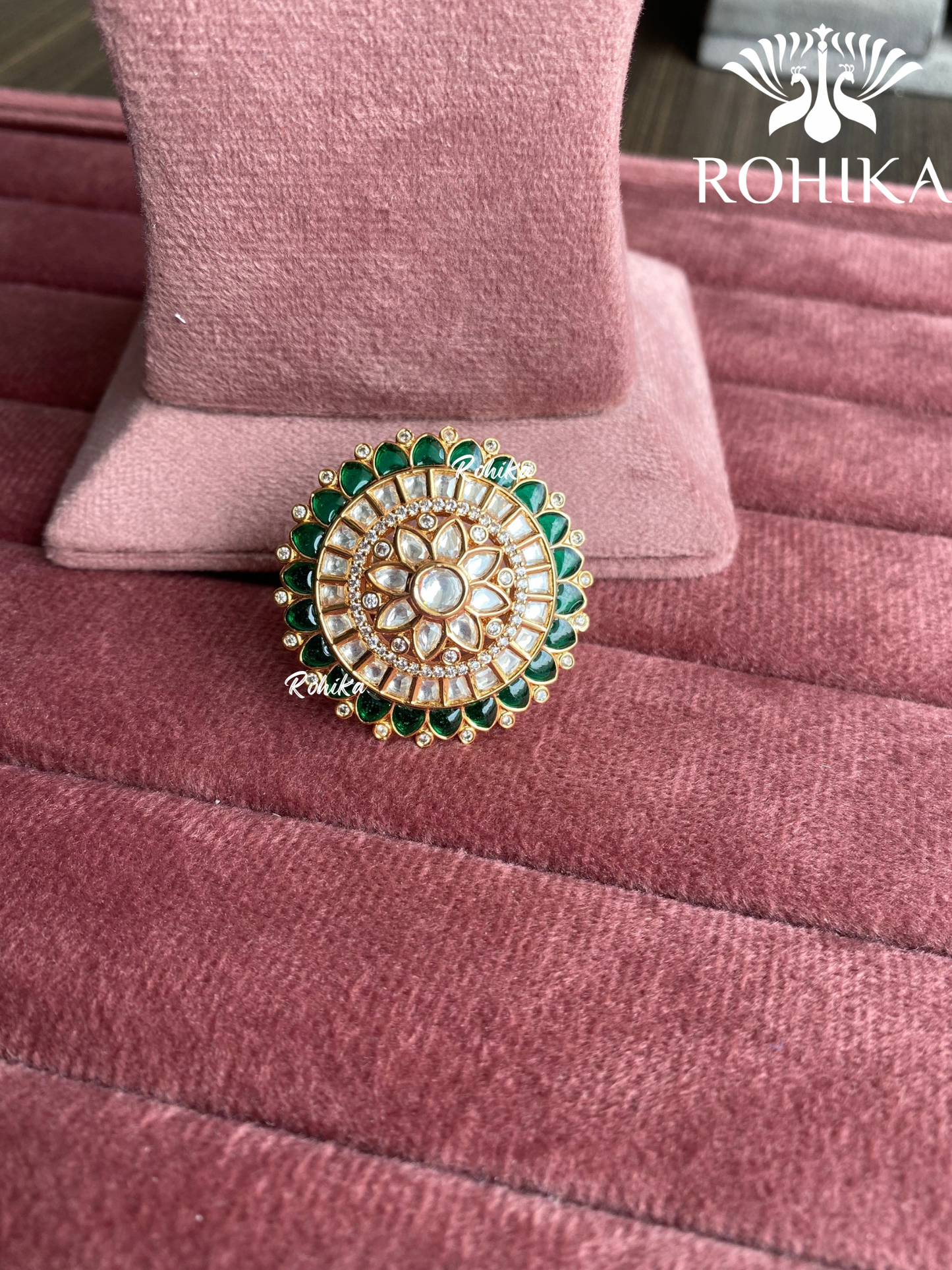 Angana polki kundan ring  (SG-021) - Green