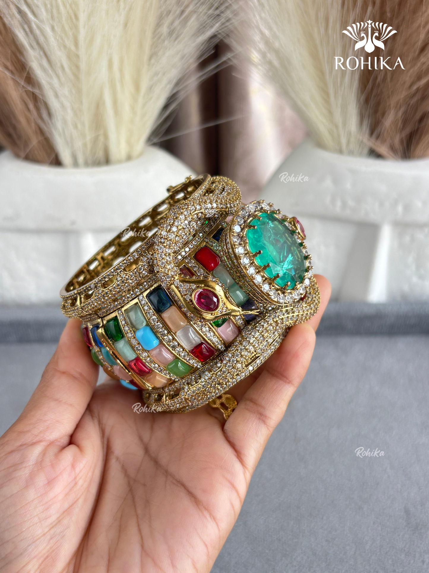 Sabya Deisgner Semi-Precious Kada (SSB004) -  Multi Colour