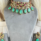 Floral choker set -  Ruby red & mint green