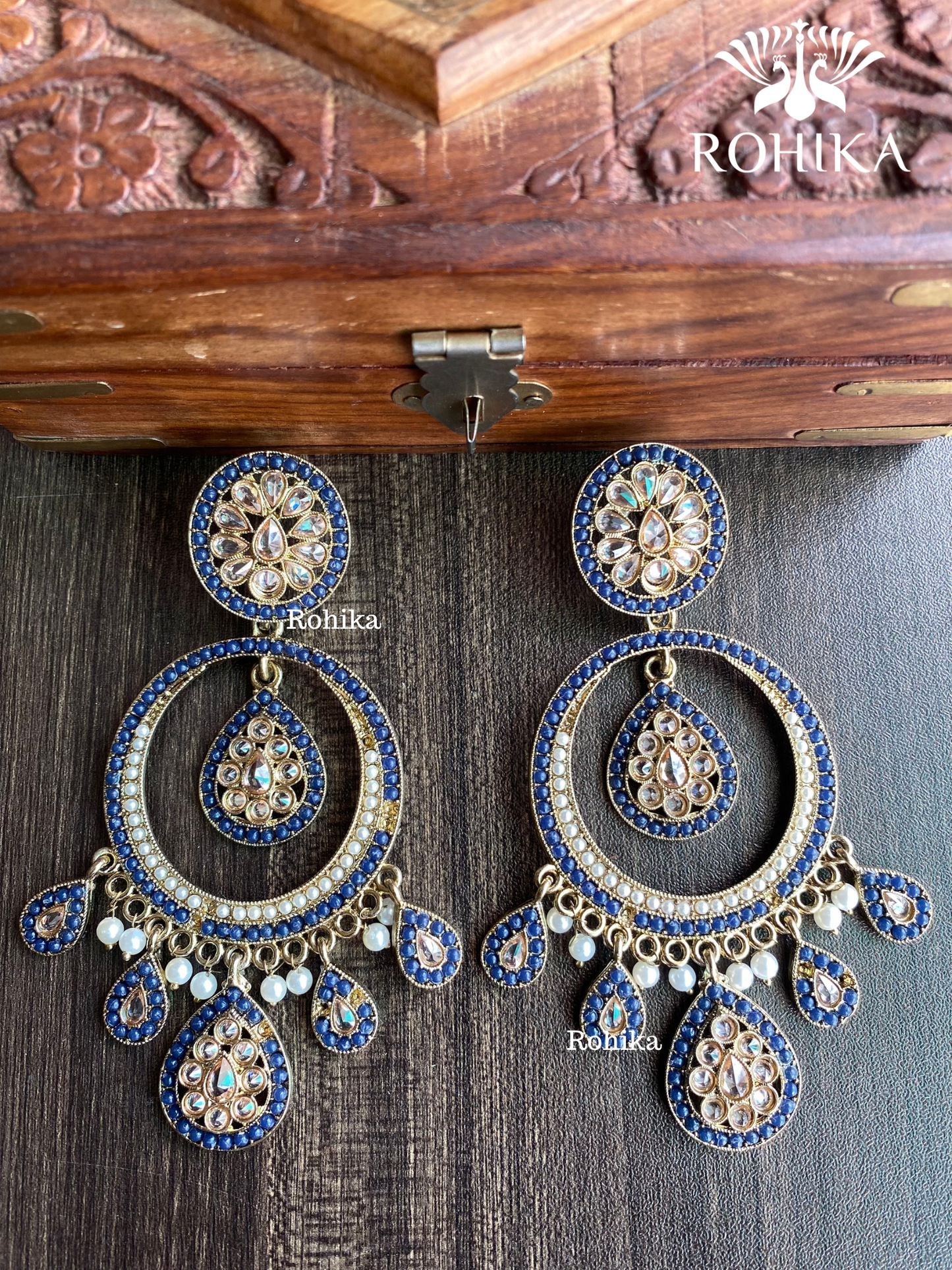 Sitara polki earrings - Dark Blue