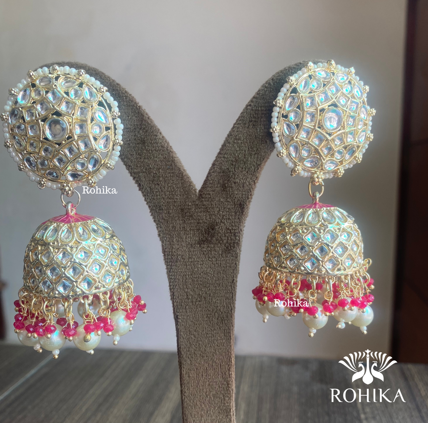 Manya jhumka earrings - Pink