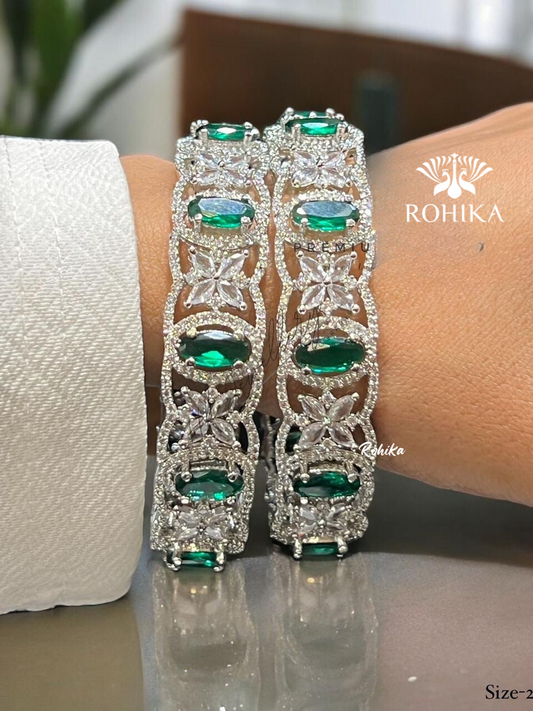 Beautifull american diamond bangles  -Green