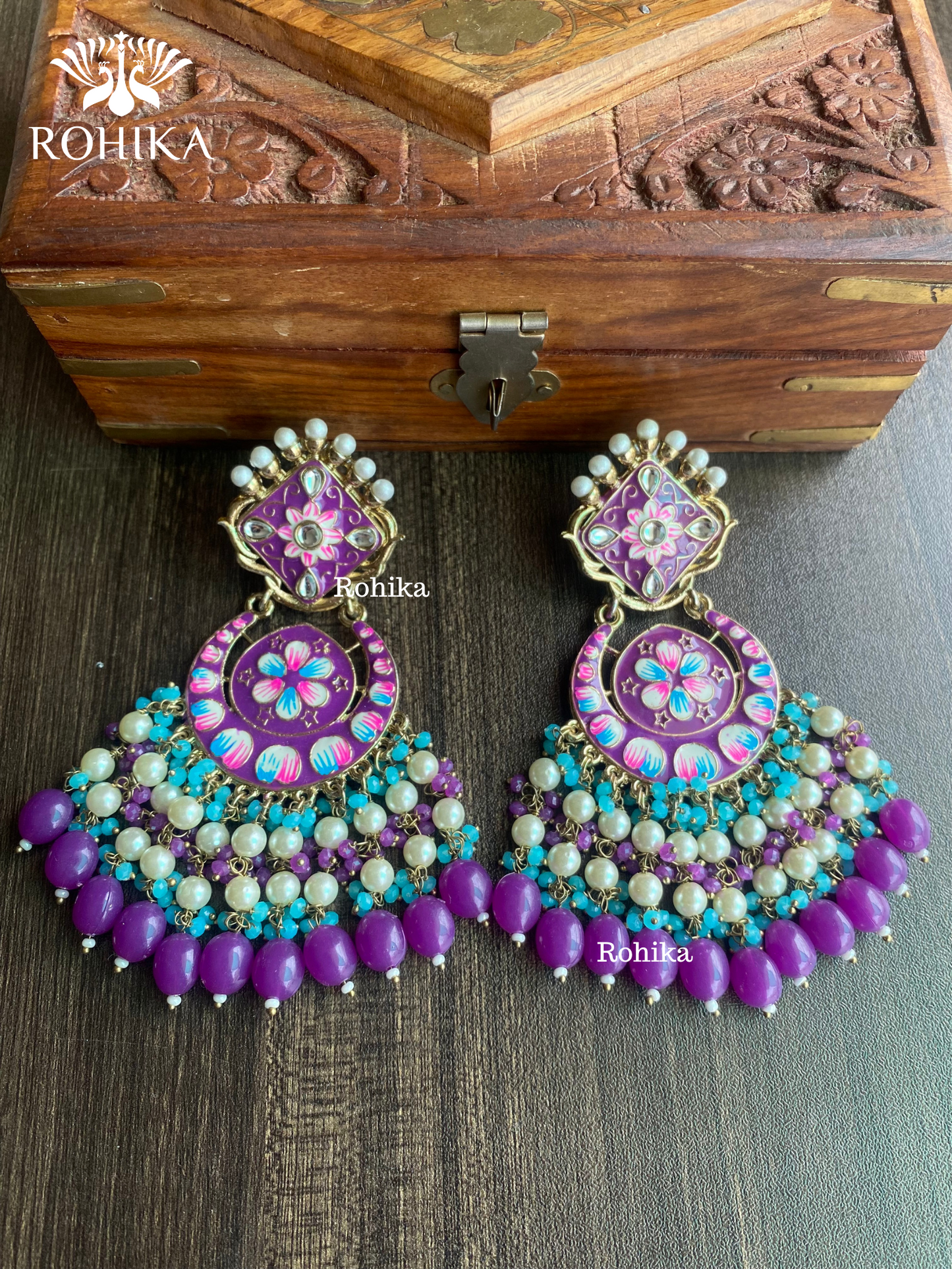 Rashmi meenakari earrings - Purple