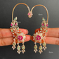 Aashvika American Diamond Earcuff Earrings - Mint Green And Pink