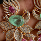 Akruti American Diamond  Earrings - Mint Green And Pink