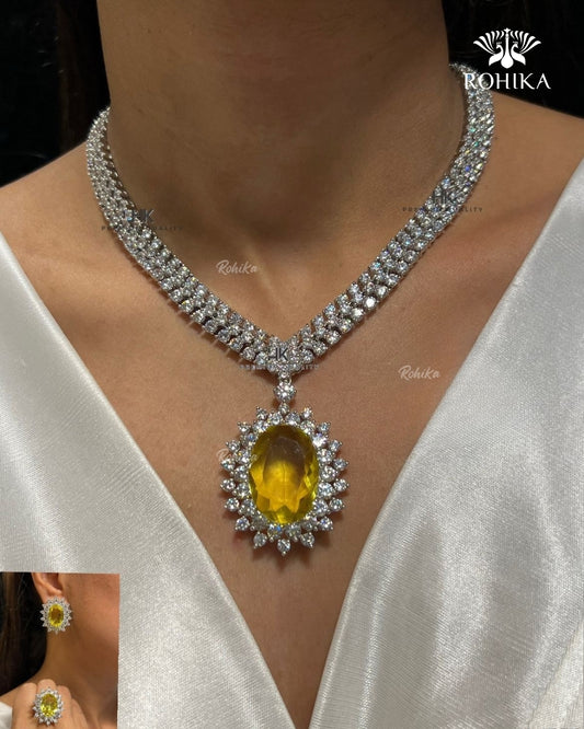 Novalie American Diamond Necklace - Yellow