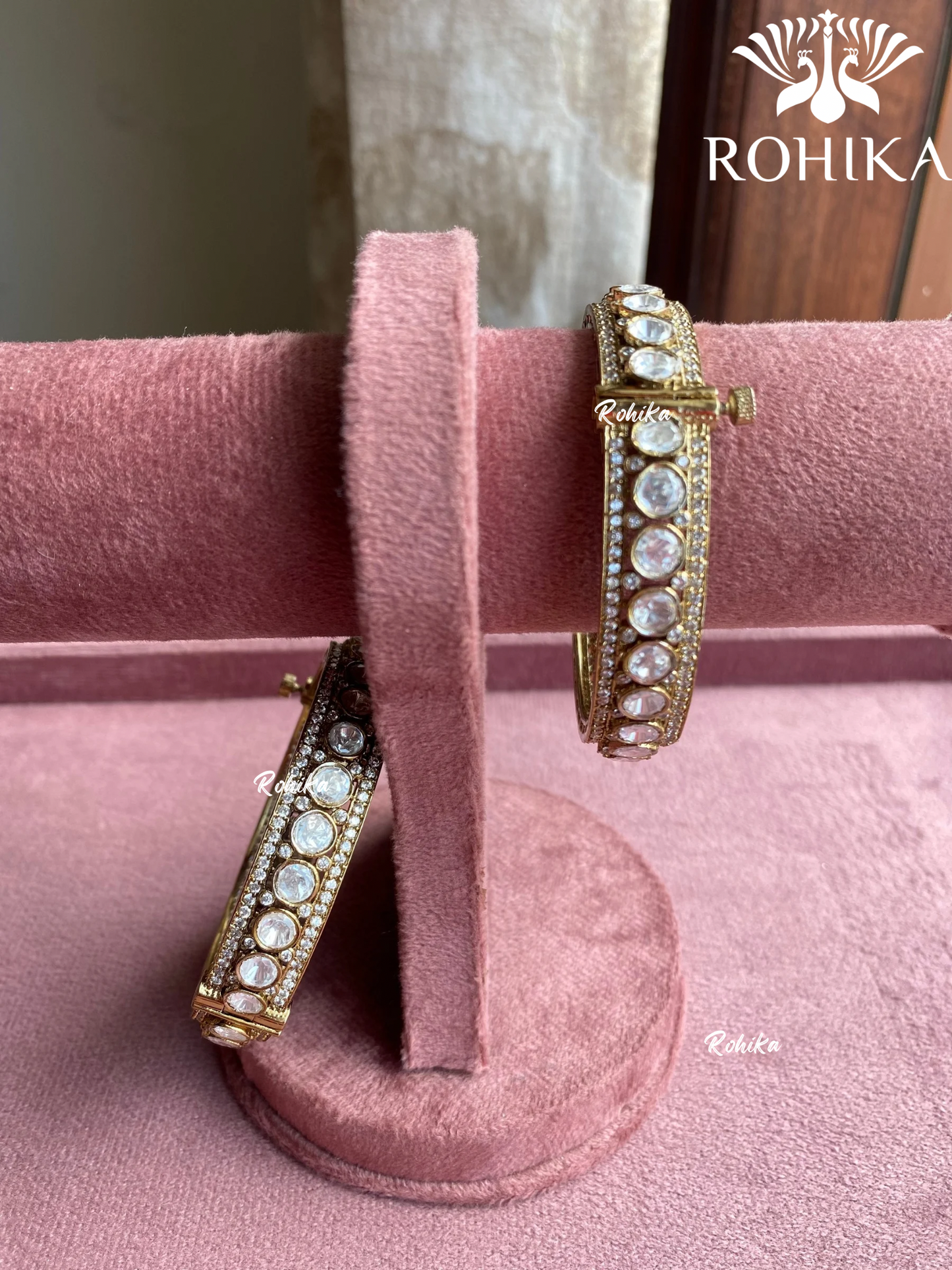 Sooraj moisinite kada/bangles - Golden