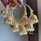 Neena meenakari jhumki bali earrings - Peach