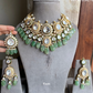 Zayna bikaneri polki kundan choker set - Mint green