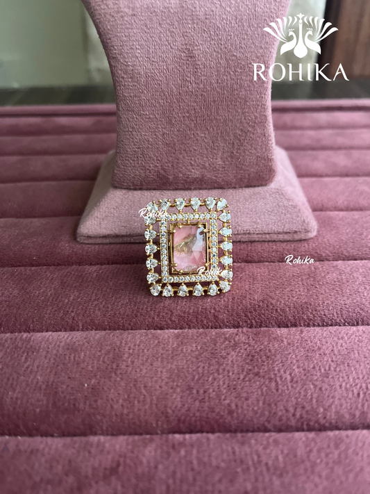 Angana polki kundan ring (SG-126) - Pink