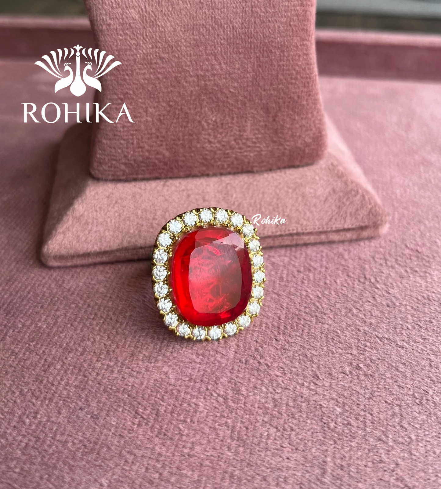 Angana polki kundan ring  (SG-011) - Red