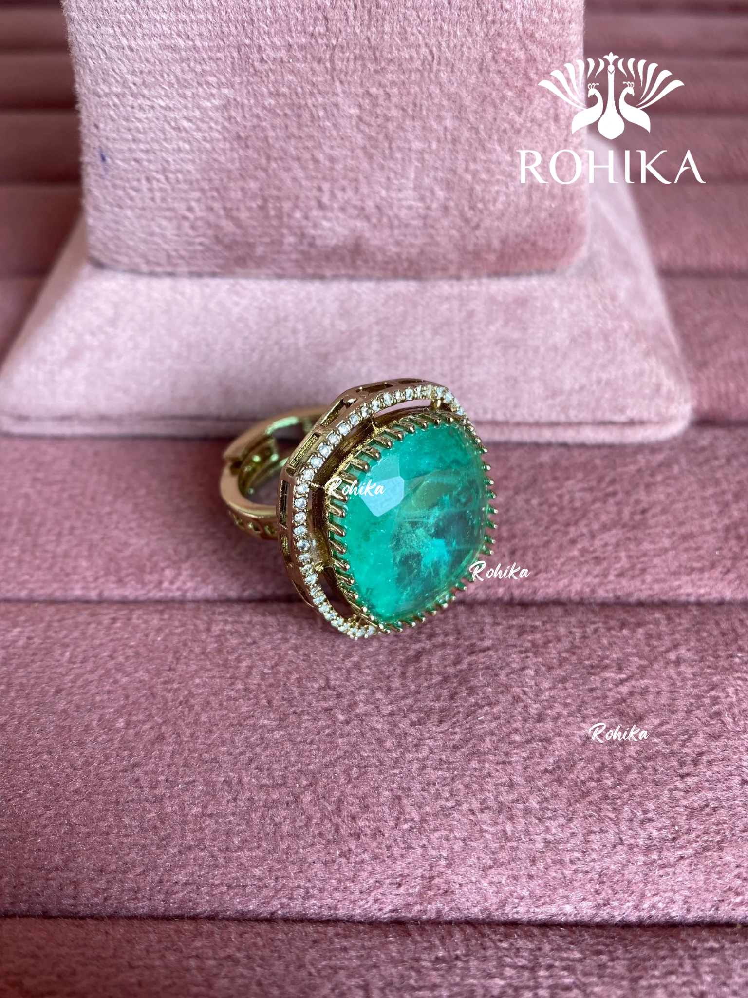 Angana polki kundan ring (SG-102) - Mint green