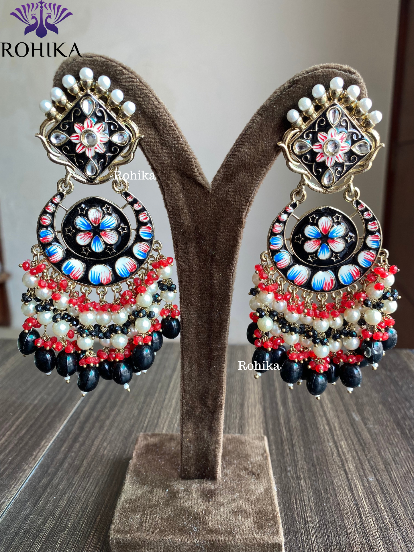 Rashmi meenakari earrings - Black