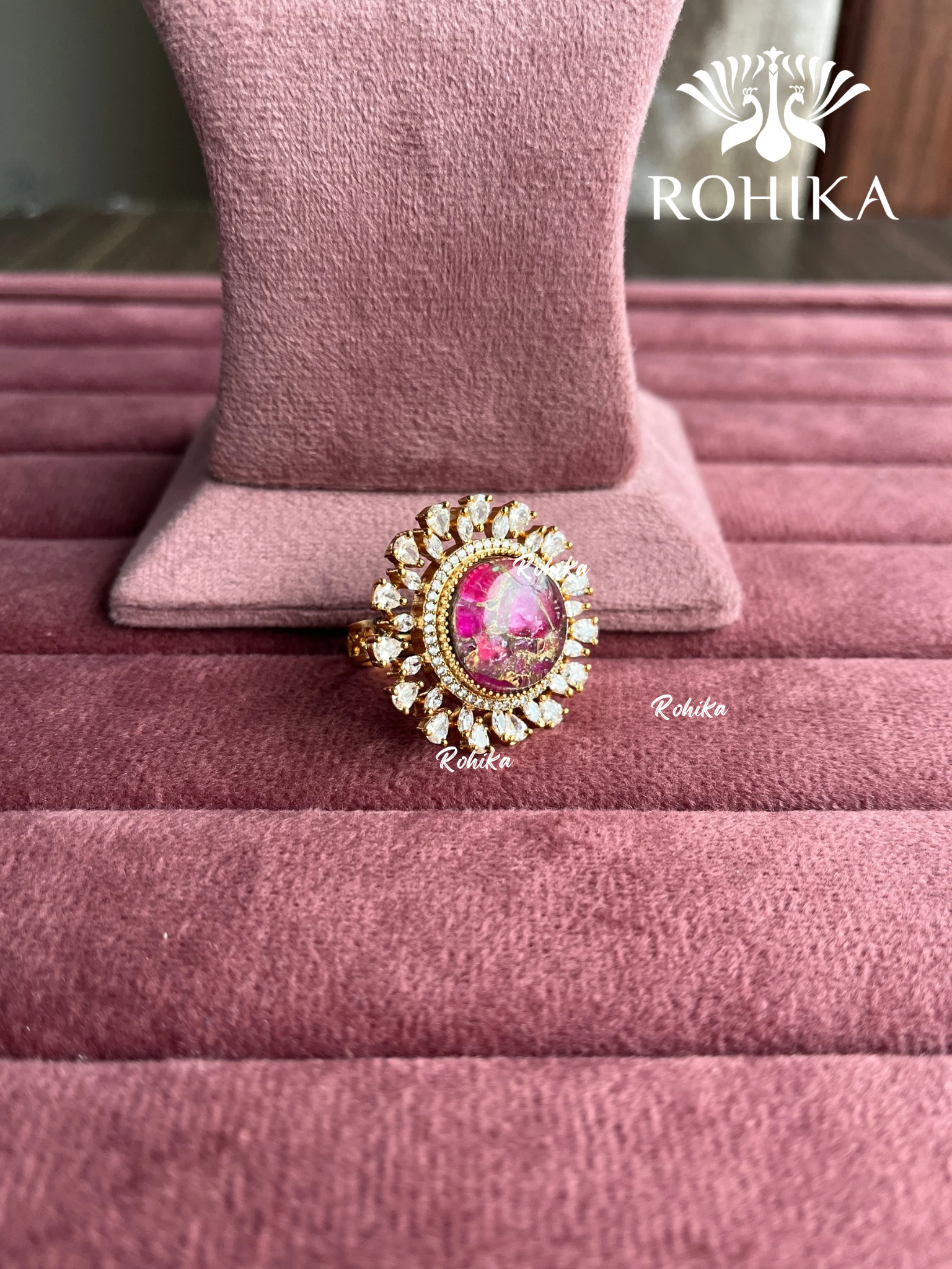 Angana polki kundan ring (SG-131) - Pink