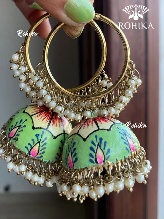 Muskan jhumka bali earrings - Mint Green