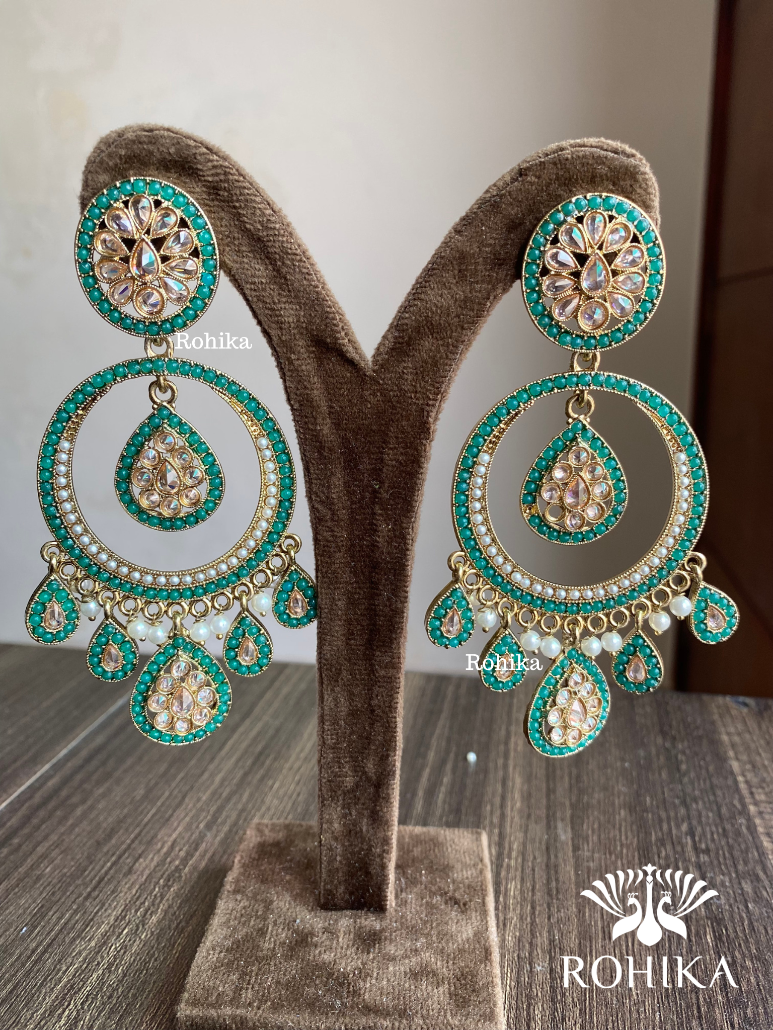 Sitara polki earrings - Dark Green