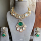 Manya polki kundan necklace set - Dark green