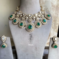 Sheesh doublet polki kunda necklace set - Dark Green