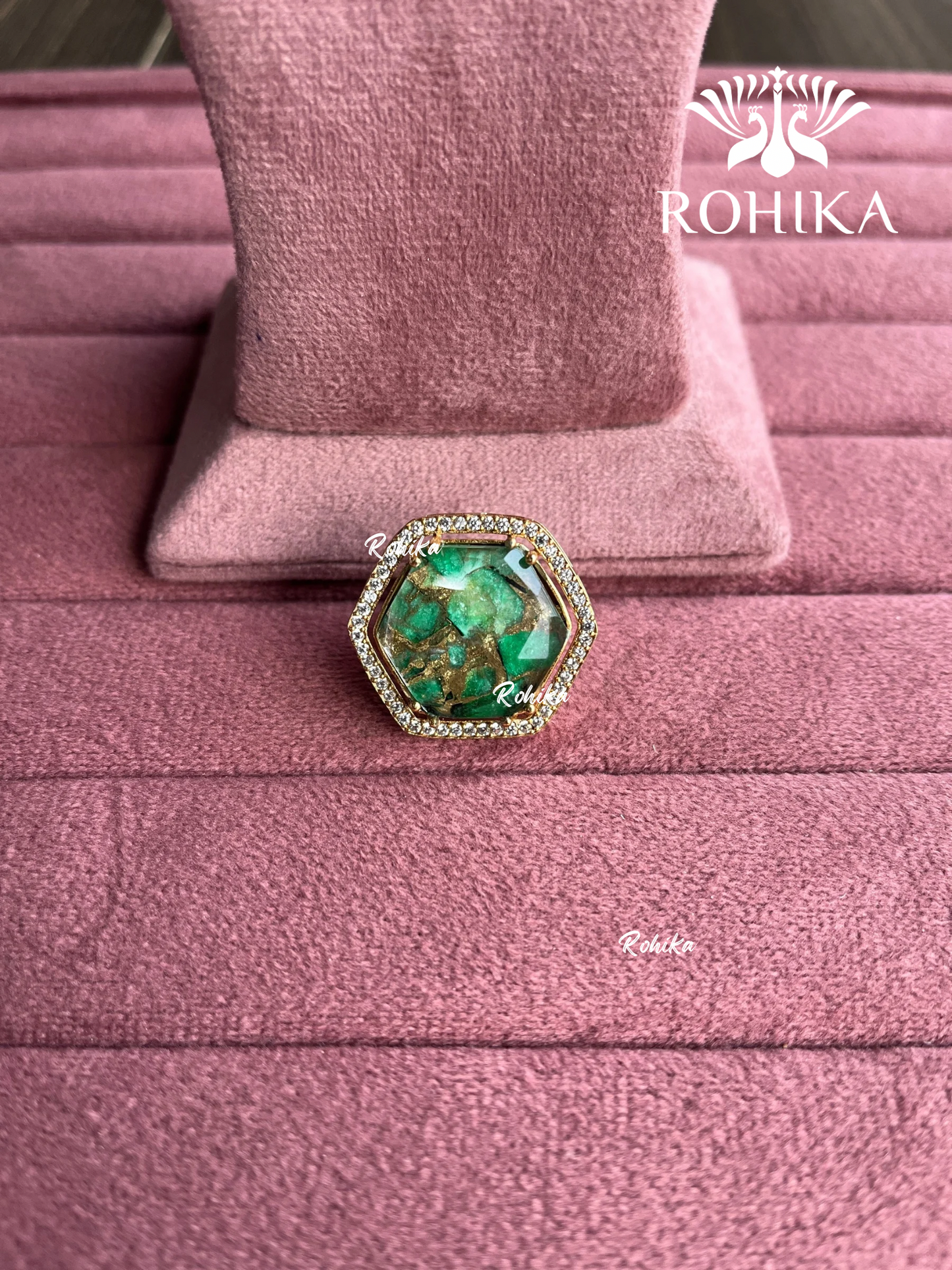 Angana polki kundan ring (SG-141) - Green