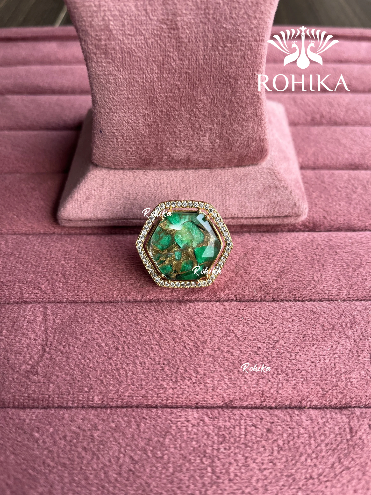 Angana polki kundan ring (SG-141) - Green