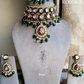 Varsha meenakari polki kundan choker set - Dark Green