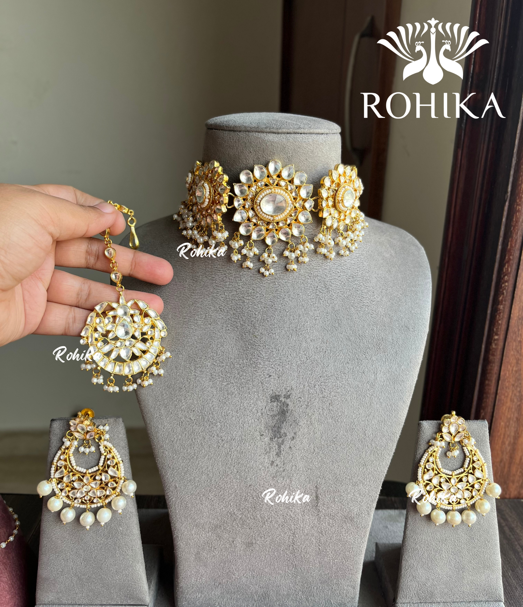 Bibbo pachhi kundan bridal set - Golden