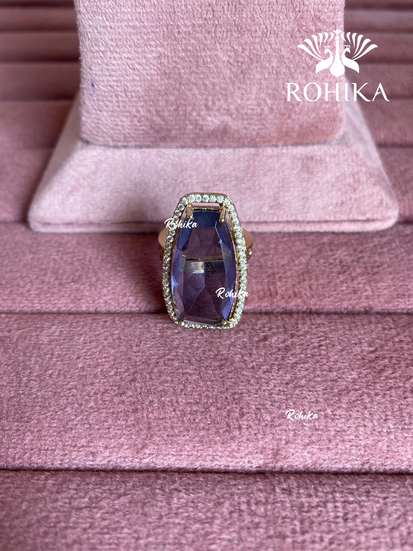 Angana polki kundan ring (SG-104) - Purple