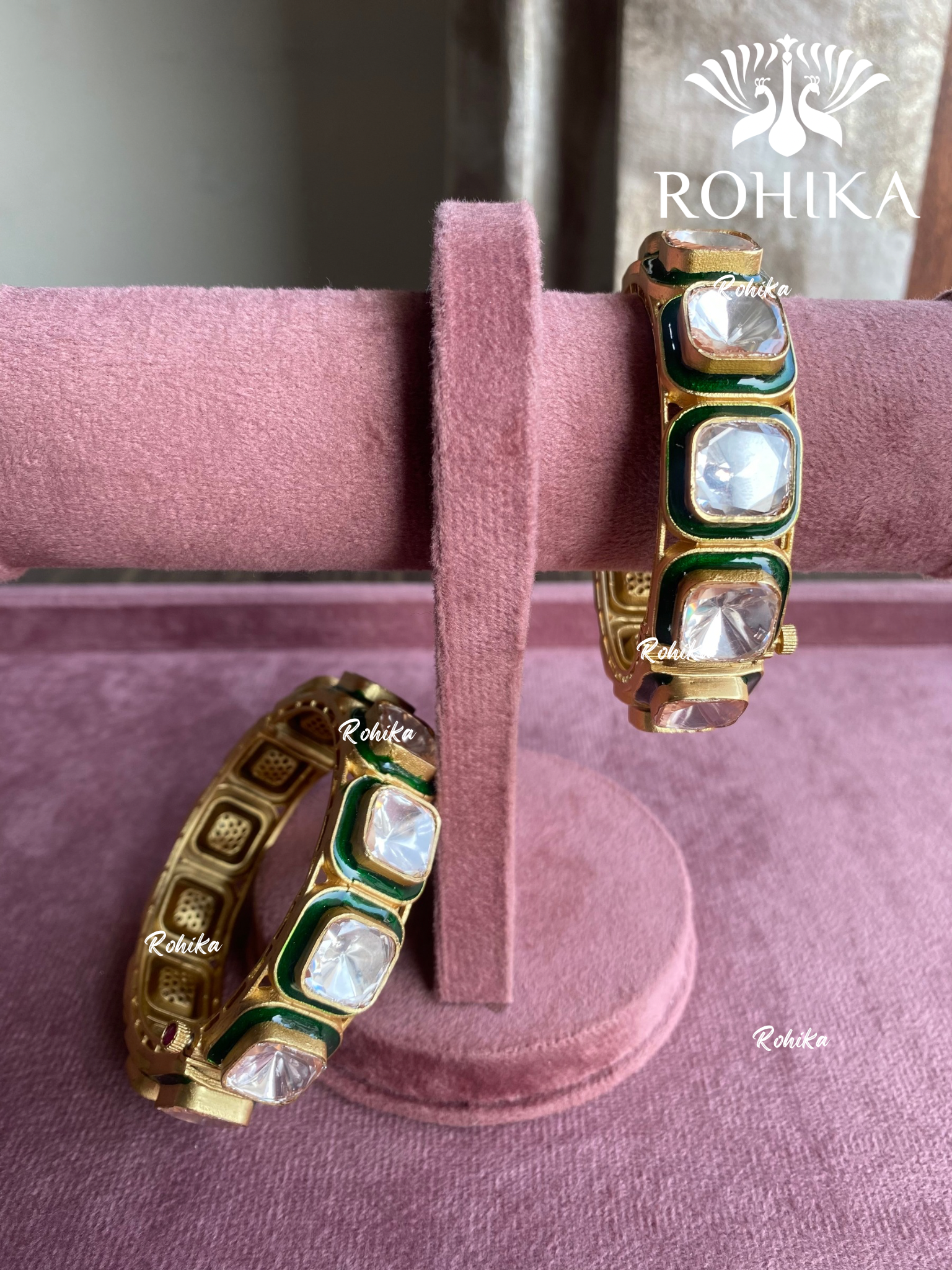 Pritha Moisanite Kada/Bangles - Green