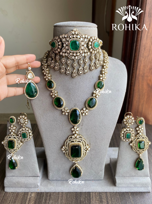 Saavan polki kunda combo set - Dark Green