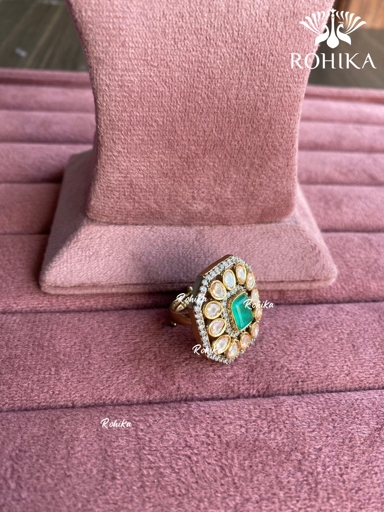 Angana polki kundan ring (SG-080) - Green